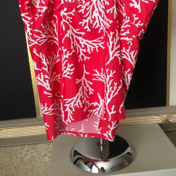Merona coral print coral and white tankini top M - Picture 7 of 8